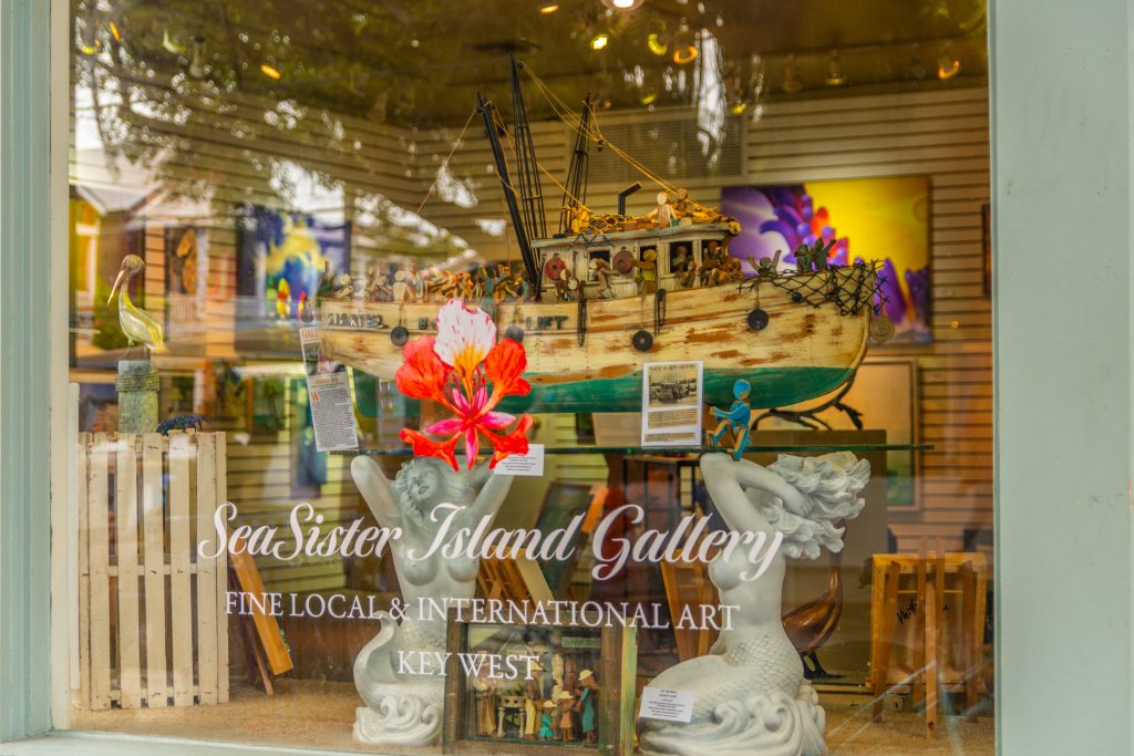 A window display of sea sister island gallery.